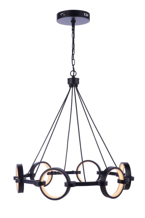 Antique Hardware Context 6 Light LED Chandelier in Flat Black Chandelier