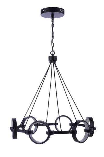 Antique Hardware Context 6 Light LED Chandelier in Flat Black Chandelier