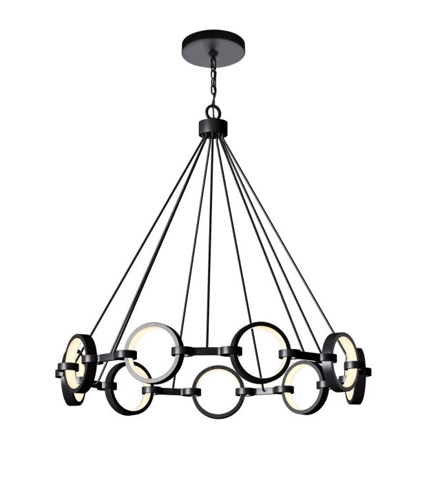 Antique Hardware Context 9 Light LED Chandelier in Flat Black Chandelier