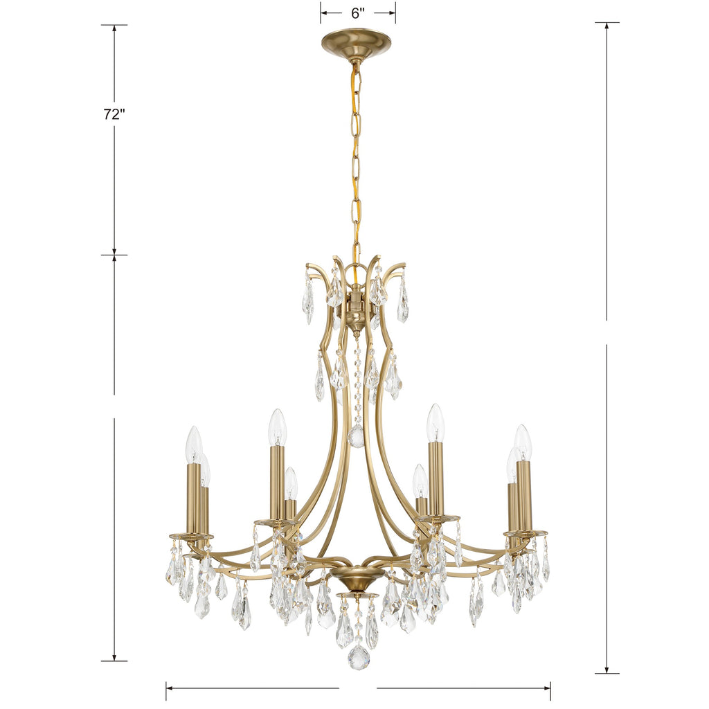 ##Antique Hardware## Cedar 8 Light Vibrant Gold Chandelier