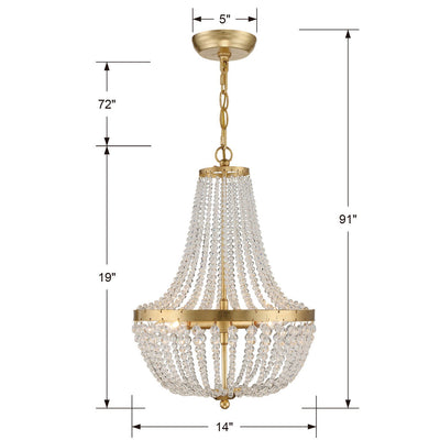 ##Antique Hardware## Rylee 3 Light Antique Gold Mini Chandelier