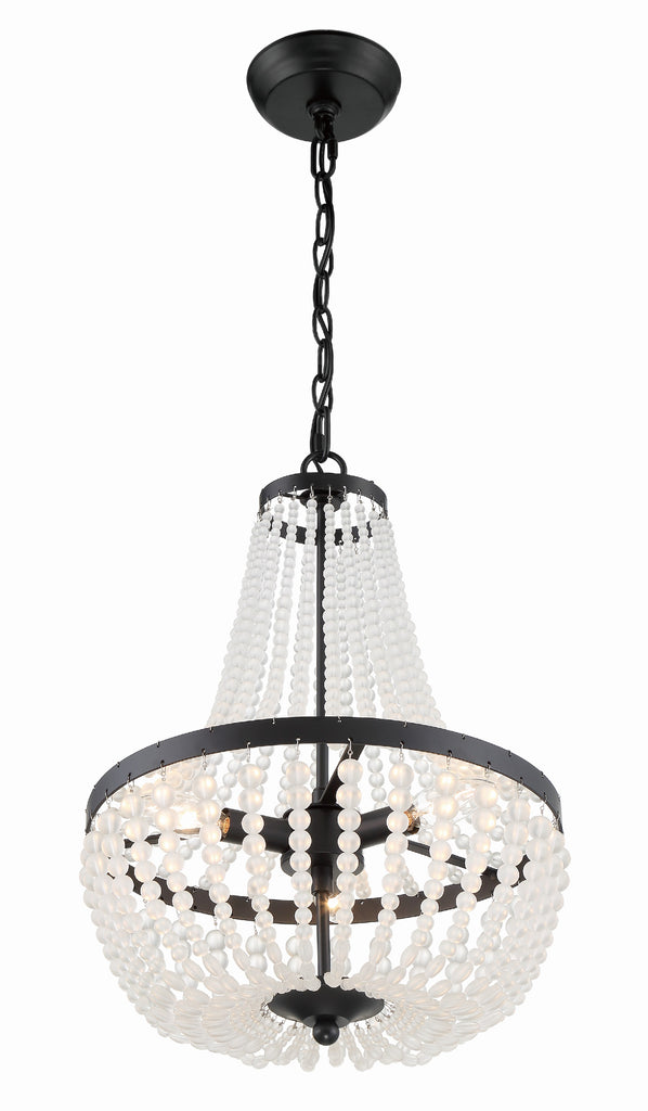 ##Antique Hardware## Rylee 3 Light Matte Black Mini Chandelier