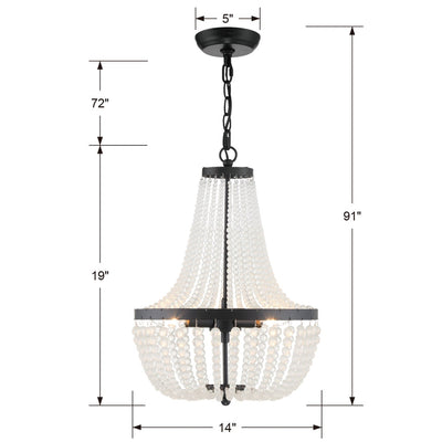 ##Antique Hardware## Rylee 3 Light Matte Black Mini Chandelier