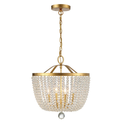 ##Antique Hardware## Rylee 4 Light Antique Gold Mini Chandelier