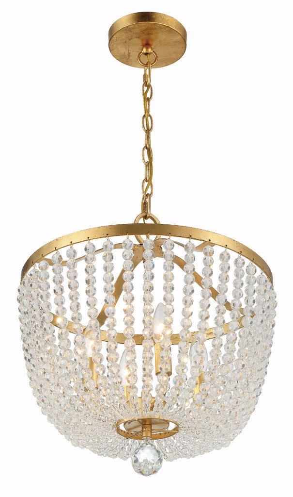 ##Antique Hardware## Rylee 4 Light Antique Gold Mini Chandelier