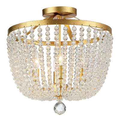 ##Antique Hardware## Rylee 4 Light Antique Gold Semi Flush Mount