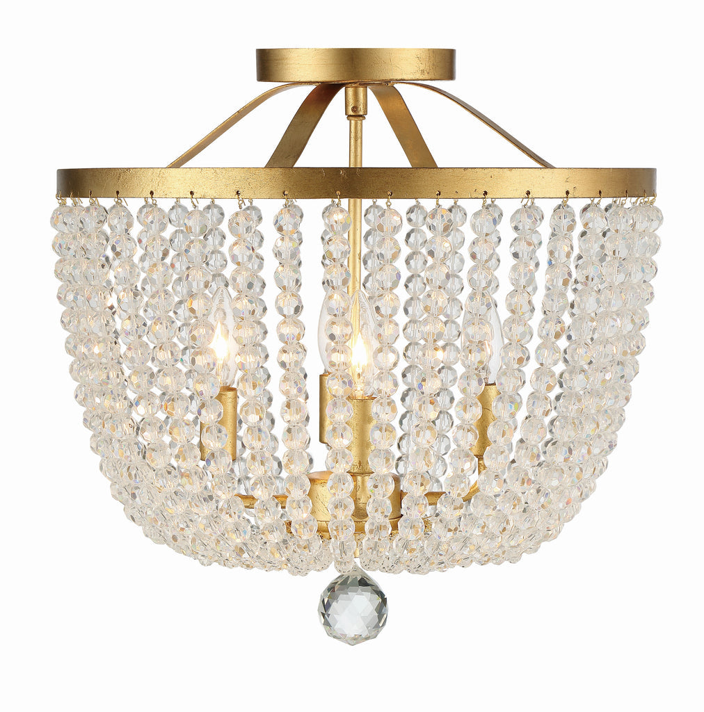 ##Antique Hardware## Rylee 4 Light Antique Gold Semi Flush Mount