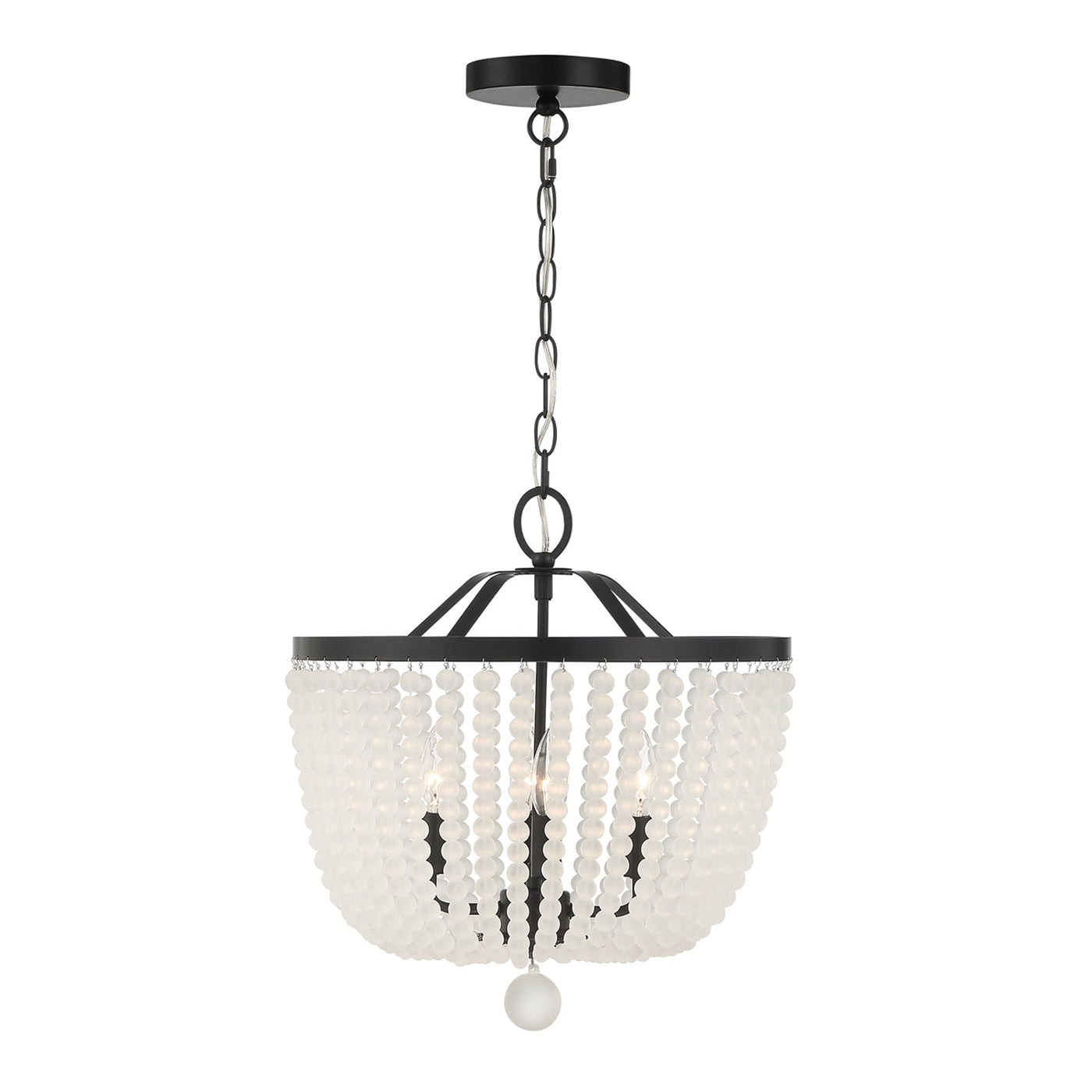 ##Antique Hardware## Rylee 4 Light Matte Black Frosted Beads Mini Chandelier