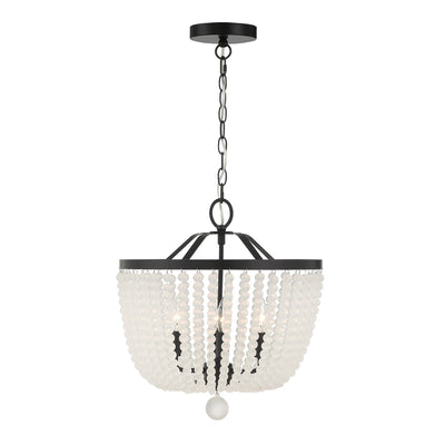 ##Antique Hardware## Rylee 4 Light Matte Black Frosted Beads Mini Chandelier