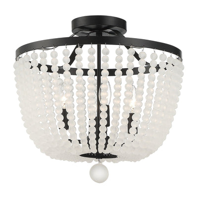 ##Antique Hardware## Rylee 4 Light Matte Black Frosted Beads Semi Flush Mount