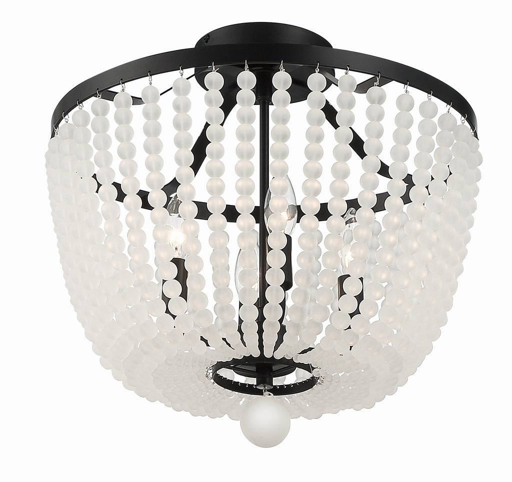 ##Antique Hardware## Rylee 4 Light Matte Black Frosted Beads Semi Flush Mount