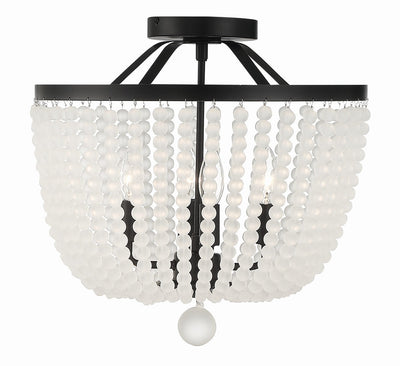 ##Antique Hardware## Rylee 4 Light Matte Black Frosted Beads Semi Flush Mount