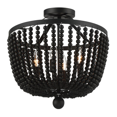 ##Antique Hardware## Rylee 4 Light Matte Black Semi Flush Mount