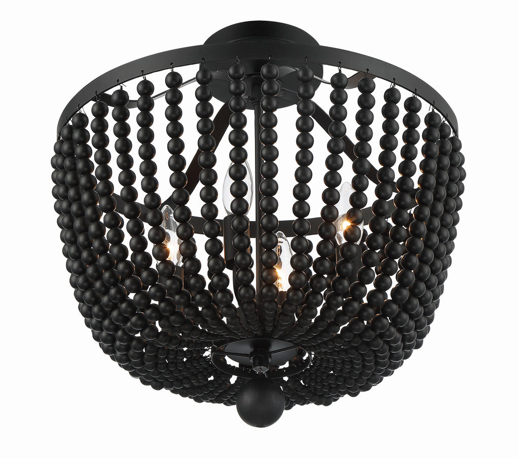 ##Antique Hardware## Rylee 4 Light Matte Black Semi Flush Mount