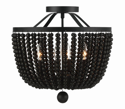 ##Antique Hardware## Rylee 4 Light Matte Black Semi Flush Mount