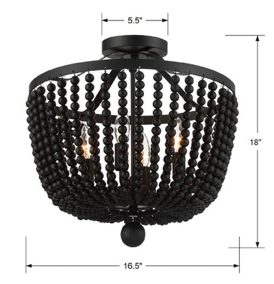 ##Antique Hardware## Rylee 4 Light Matte Black Semi Flush Mount