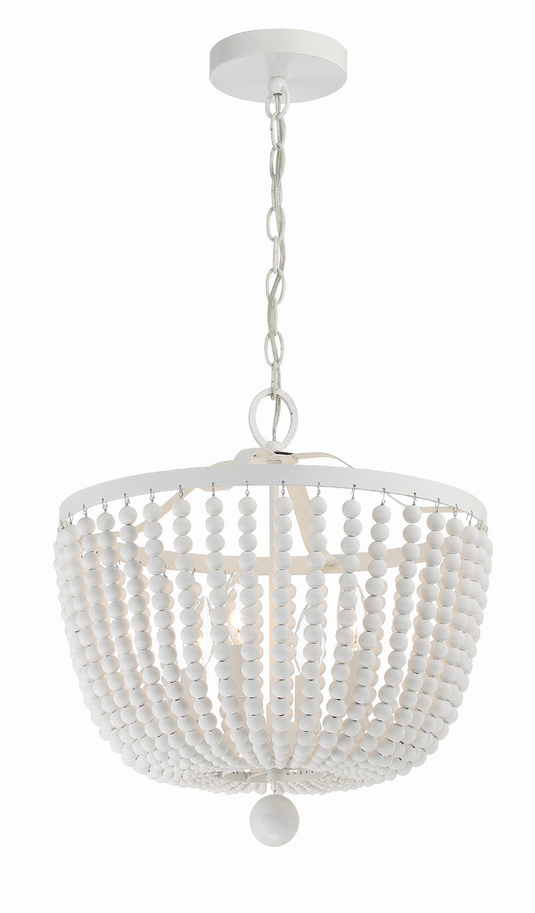 ##Antique Hardware## Rylee 4 Light Matte White Mini Chandelier