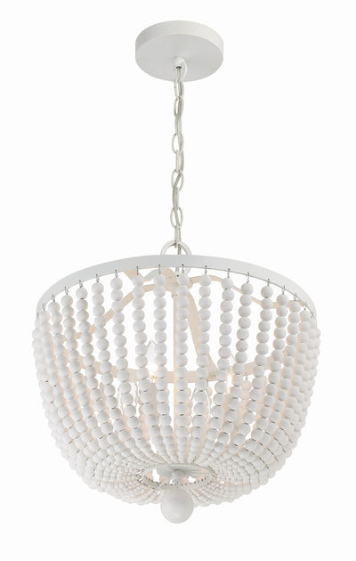 ##Antique Hardware## Rylee 4 Light Matte White Mini Chandelier