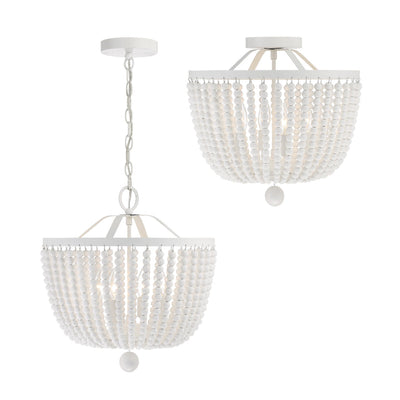 ##Antique Hardware## Rylee 4 Light Matte White Mini Chandelier