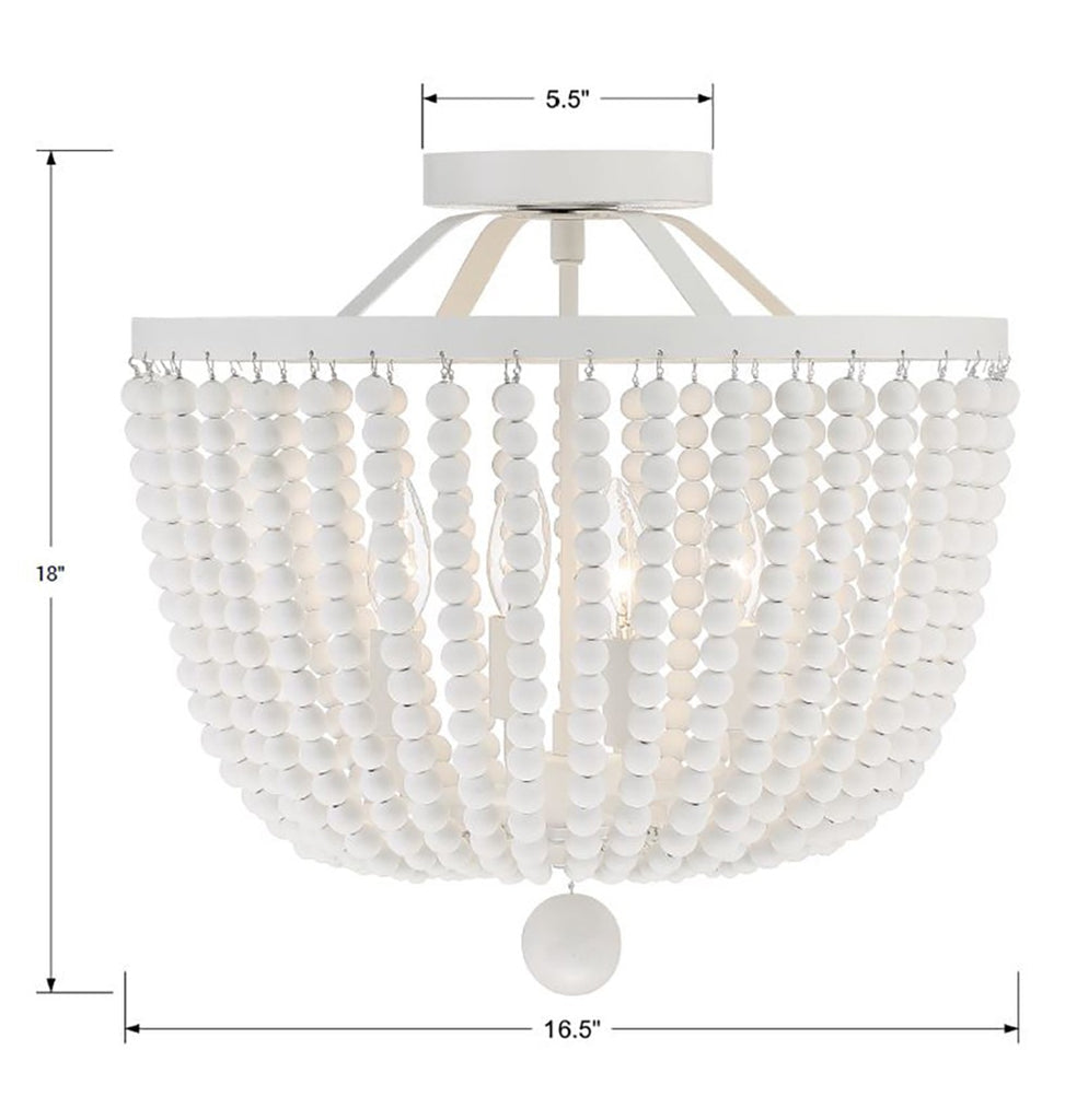 ##Antique Hardware## Rylee 4 Light Matte White Semi Flush Mount