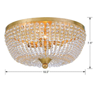 ##Antique Hardware## Rylee 4 Light Antique Gold Flush Mount