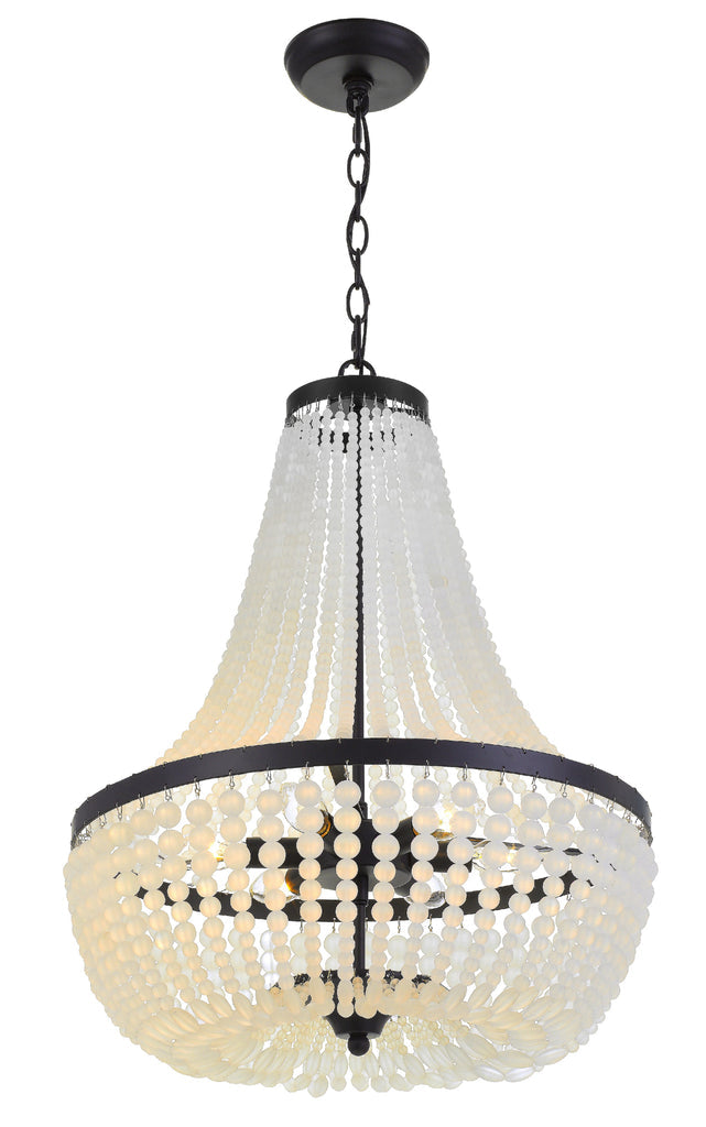 ##Antique Hardware## Rylee 6 Light Matte Black Chandelier