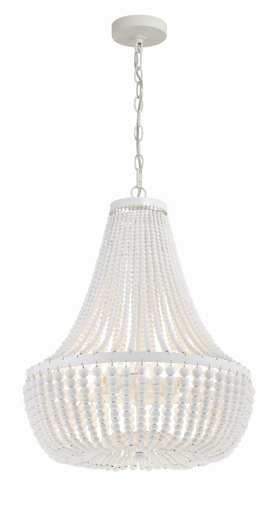 ##Antique Hardware## Rylee 6 Light Matte White Chandelier