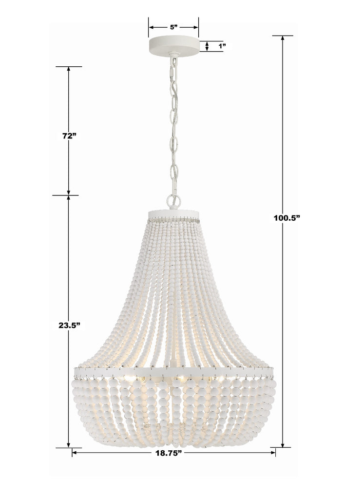 ##Antique Hardware## Rylee 6 Light Matte White Chandelier