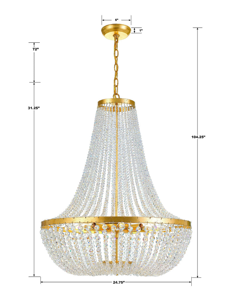 ##Antique Hardware## Rylee 8 Light Antique Gold Chandelier