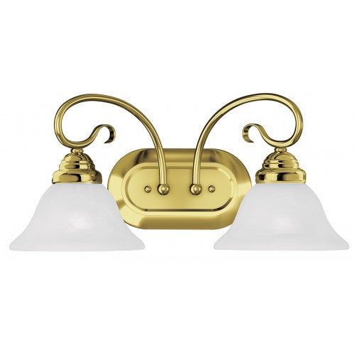 Antique Hardware 2 Light Polished Brass Bath Light Wall Sconce