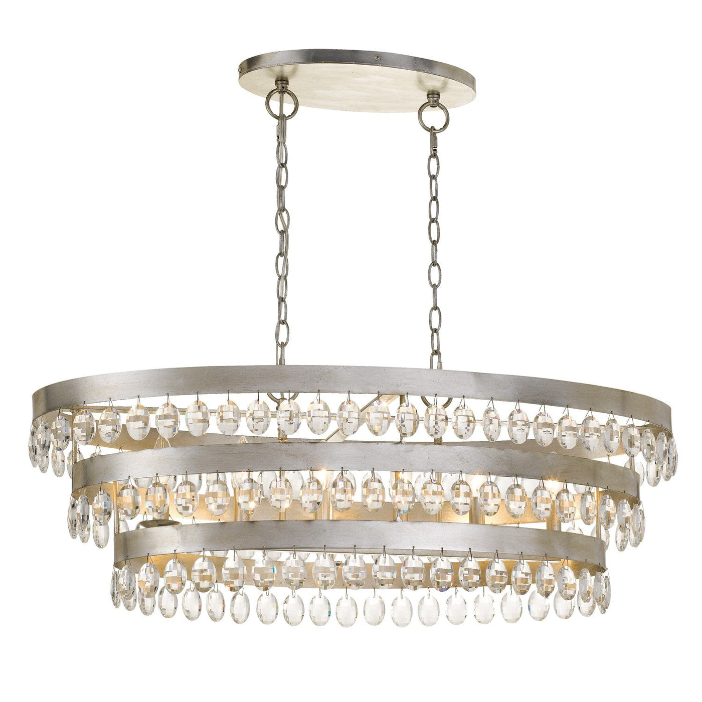 ##Antique Hardware## Perla 6 Light Antique Silver Linear Chandelier