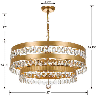 ##Antique Hardware## Perla 6 Light Antique Gold Chandelier