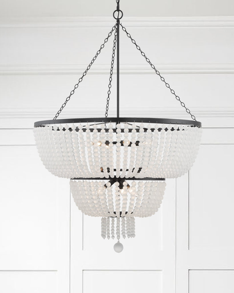 ##Antique Hardware## Rylee 12 Light Matte Black Chandelier