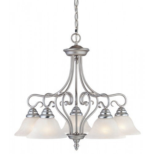 Antique Hardware 5 Light Brushed Nickel Chandelier Chandelier