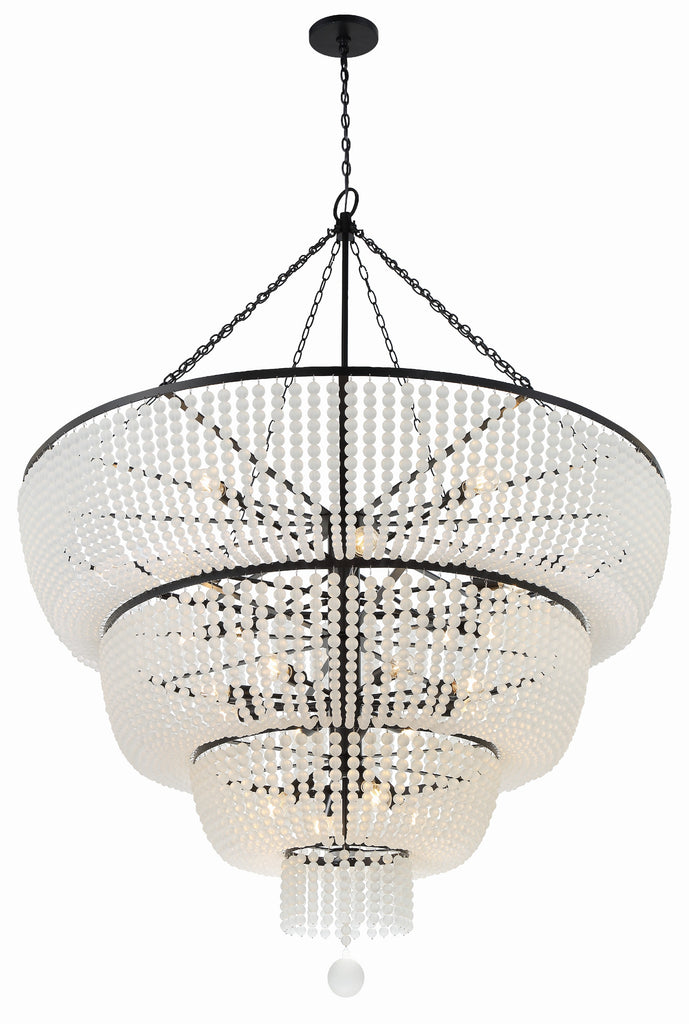 ##Antique Hardware## Rylee 24 Light Matte Black Chandelier