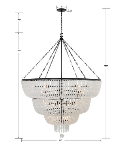 ##Antique Hardware## Rylee 24 Light Matte Black Chandelier