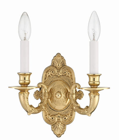 Antique Hardware Crystorama 2 Light Polished Brass Cast Sconce Wall Sconce