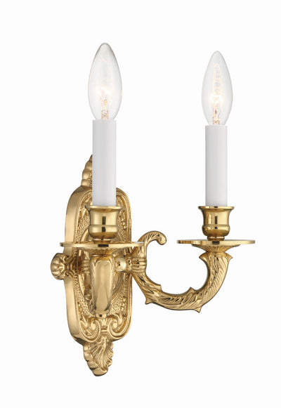 Antique Hardware Crystorama 2 Light Polished Brass Cast Sconce Wall Sconce