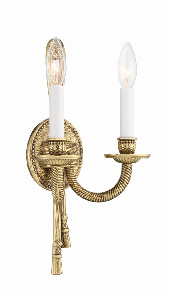 ##Antique Hardware## Crystorama 2 Light Olde Brass Cast Sconce