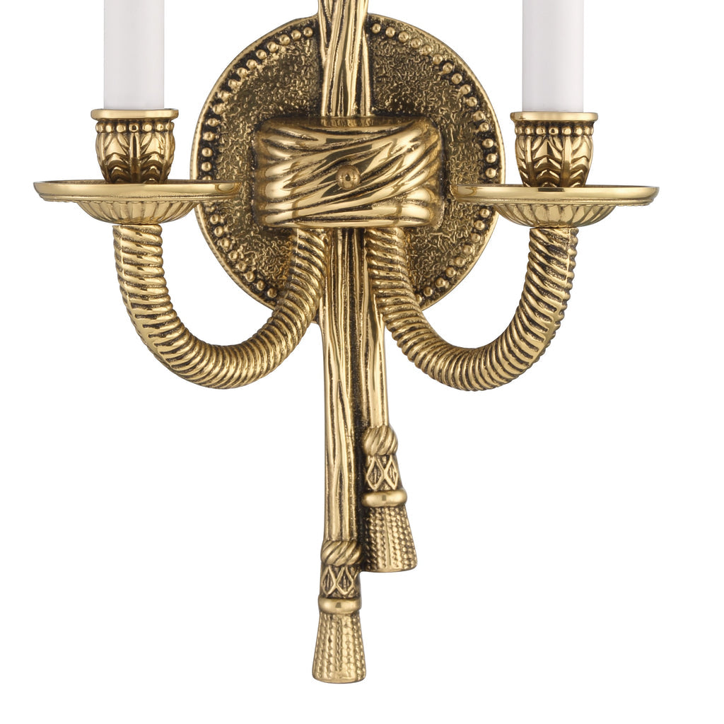 ##Antique Hardware## Crystorama 2 Light Olde Brass Cast Sconce