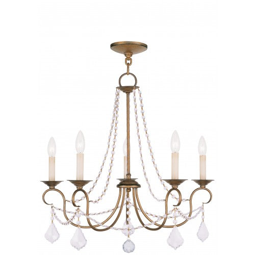 Antique Hardware 5 Light Antique Gold Leaf Chandelier Chandelier