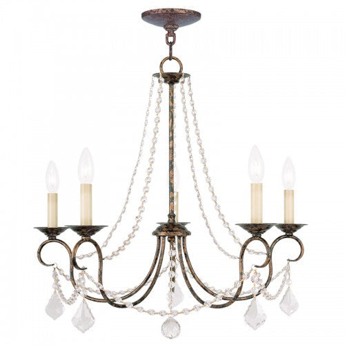 Antique Hardware 5 Light Venetian Golden Bronze Chandelier Chandelier