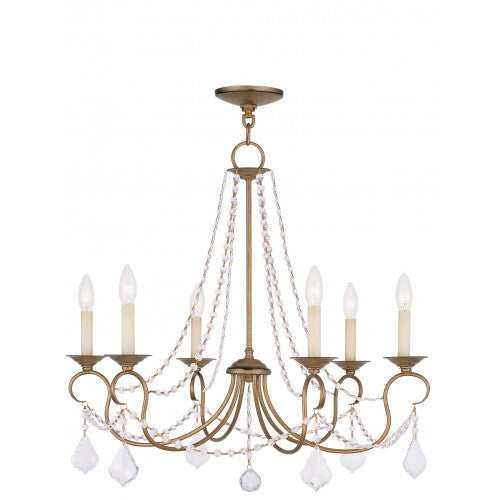 Antique Hardware 6 Light Antique Gold Leaf Chandelier Chandelier