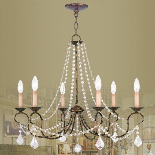 Antique Hardware 6 Light Venetian Golden Bronze Chandelier Chandelier