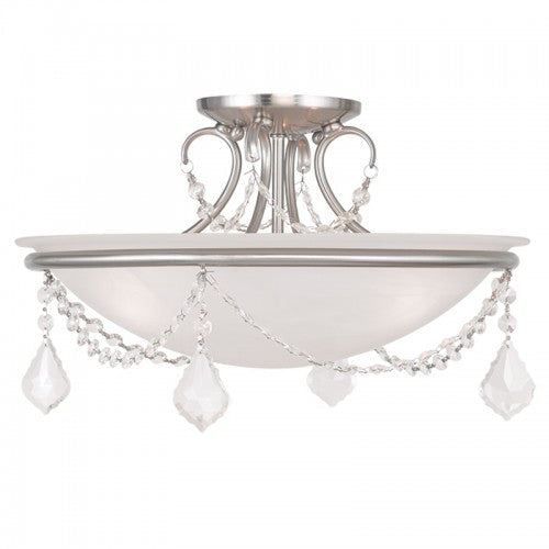 Antique Hardware 3 Light Brushed Nickel Ceiling Mount Semi Flush