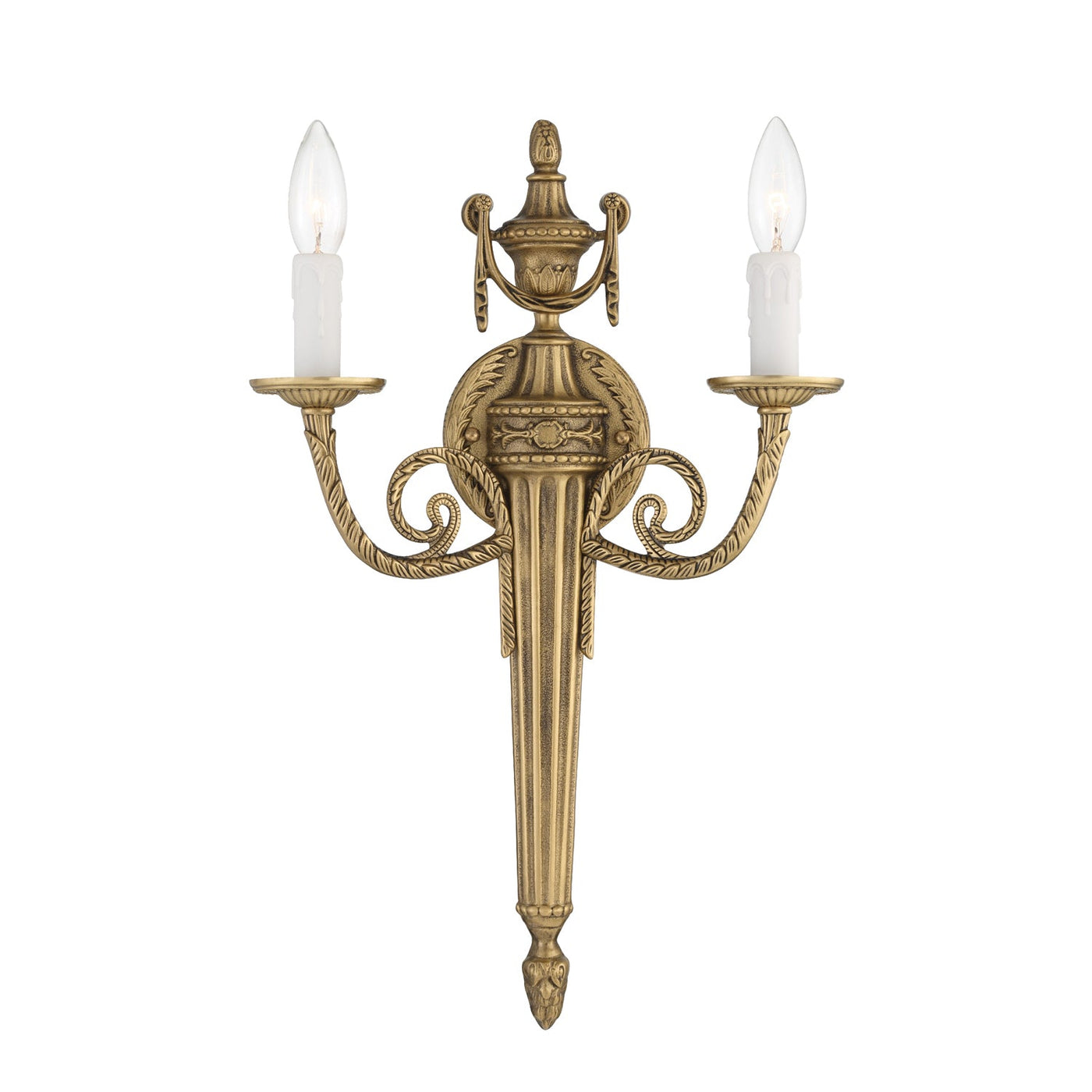 Antique Hardware Crystorama 2 Light Matte Brass Cast Sconce Wall Sconce