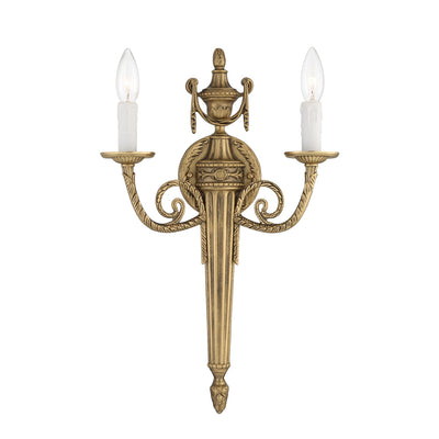 Antique Hardware Crystorama 2 Light Matte Brass Cast Sconce Wall Sconce