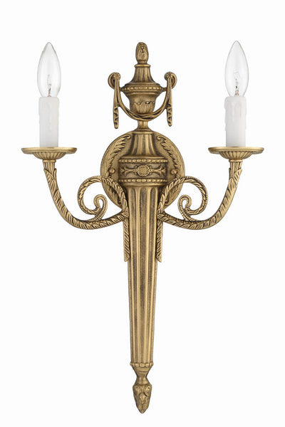 Antique Hardware Crystorama 2 Light Matte Brass Cast Sconce Wall Sconce