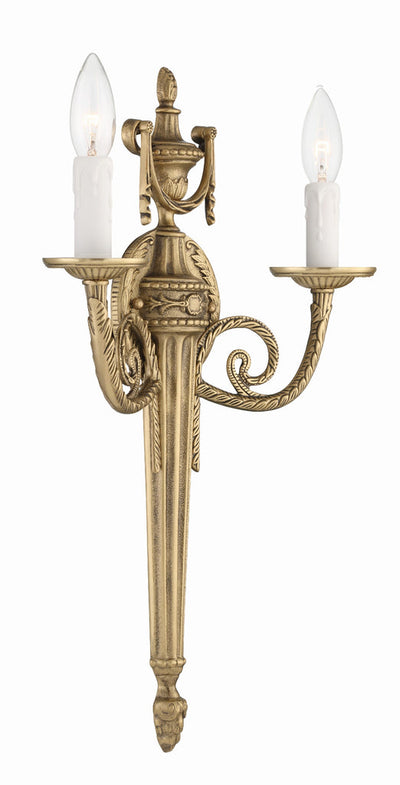 Antique Hardware Crystorama 2 Light Matte Brass Cast Sconce Wall Sconce