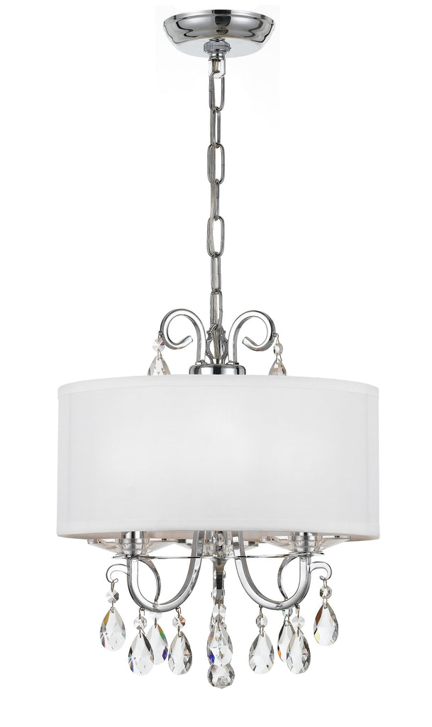 ##Antique Hardware## Othello 3 Light Clear Crystal Polished Chrome Mini Chandelier